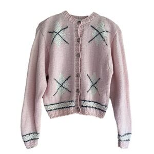 Vintage Liz Claiborne Hand Knit Barbiecore wool & silk sweater size S